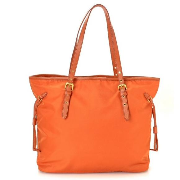 PRADA Large Orange Gold Tote Bag Shoulder Bag - Picture 3 of 7